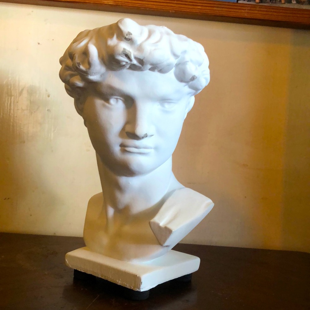 David King of Israel & Judah 10” plaster pottery bust 10” distressed - planter
